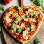 Heart-Shaped Fathead Pizza with Fresh Toppings First Image First Image