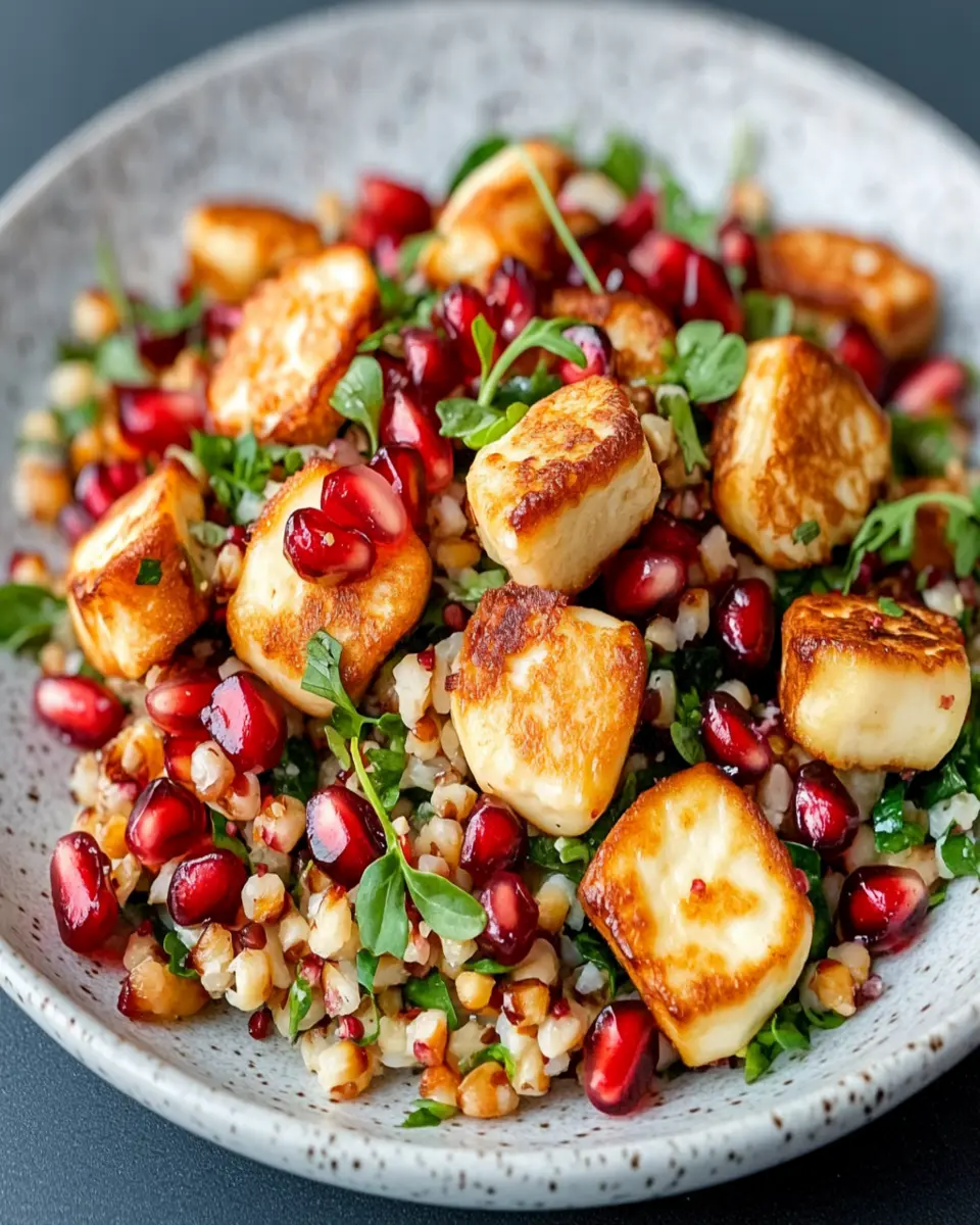 Halloumi Pomegranate Grain Salad: Bright & Satisfying Delight