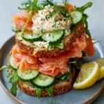 Keto sandwich with smoked salmon and horseradish cream First Image First Image