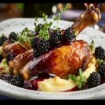 Duck Confit with Blackberry-Port Reduction First Image First Image