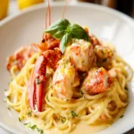 Gourmet Lobster Linguine with Champagne Cream Sauce First Image First Image