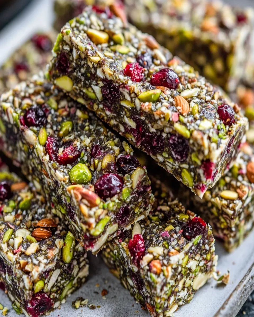 Nutritious Keto Pistachio Cranberry Energy Bars First Image First Image