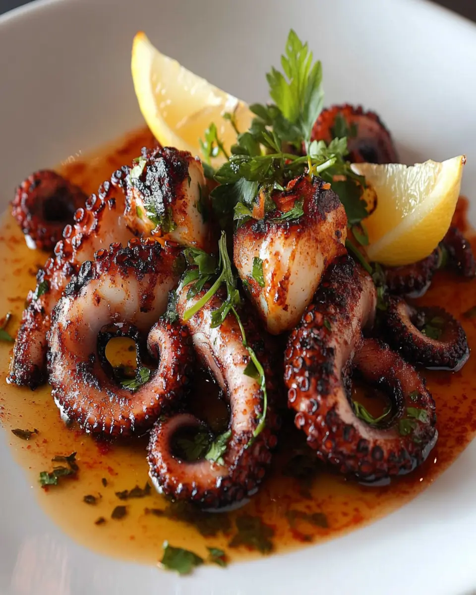 Octopus à la Plancha with Paprika Oil: Bold & Flavorful Delight