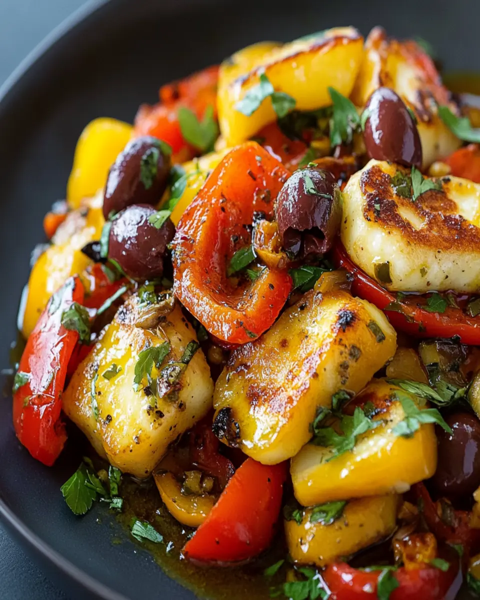 Halloumi Harissa Roasted Pepper Olive Bomb First Image First Image