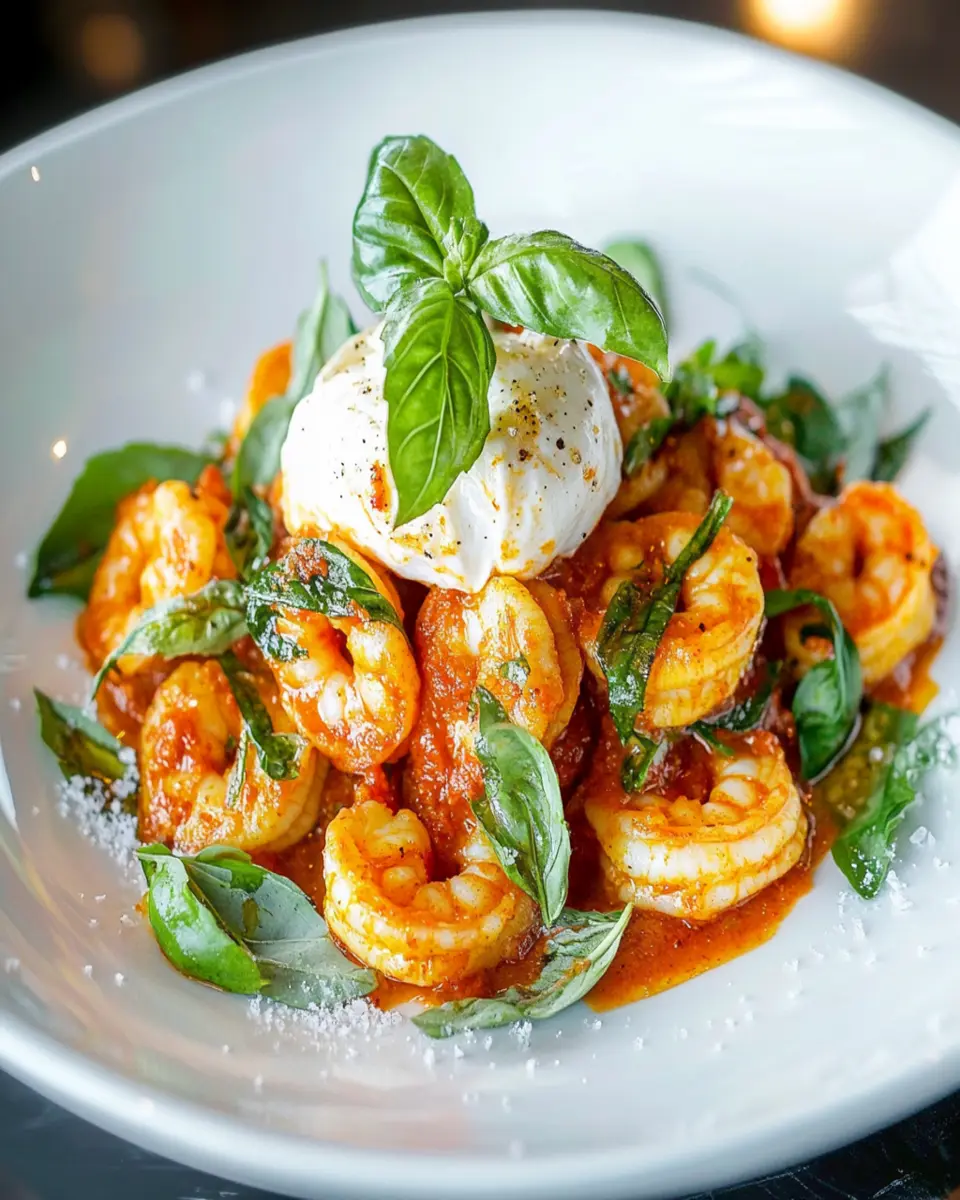 Shrimp Nduja Burrata Basil Plate: Indulgent Flavor Awaits