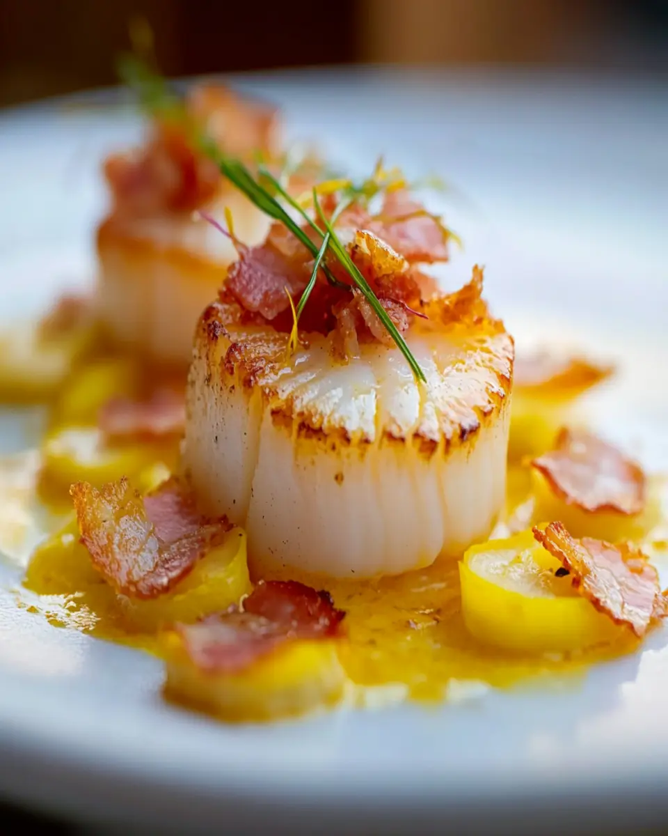 Saffron Scallop Crispy Pancetta Pickled Fennel Chaos First Image First Image
