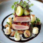 Smoked Duck Celeriac Crispy Bacon Brie Stack First Image First Image