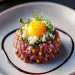 Beef Tartare Quail Egg Horseradish Parmesan Plate First Image First Image