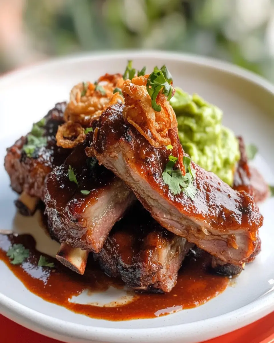 Pork Ribs Chipotle Butter Crispy Shallot Avocado Smash First Image First Image