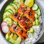 Sriracha Lime Salmon with Avocado Cream First Image First Image