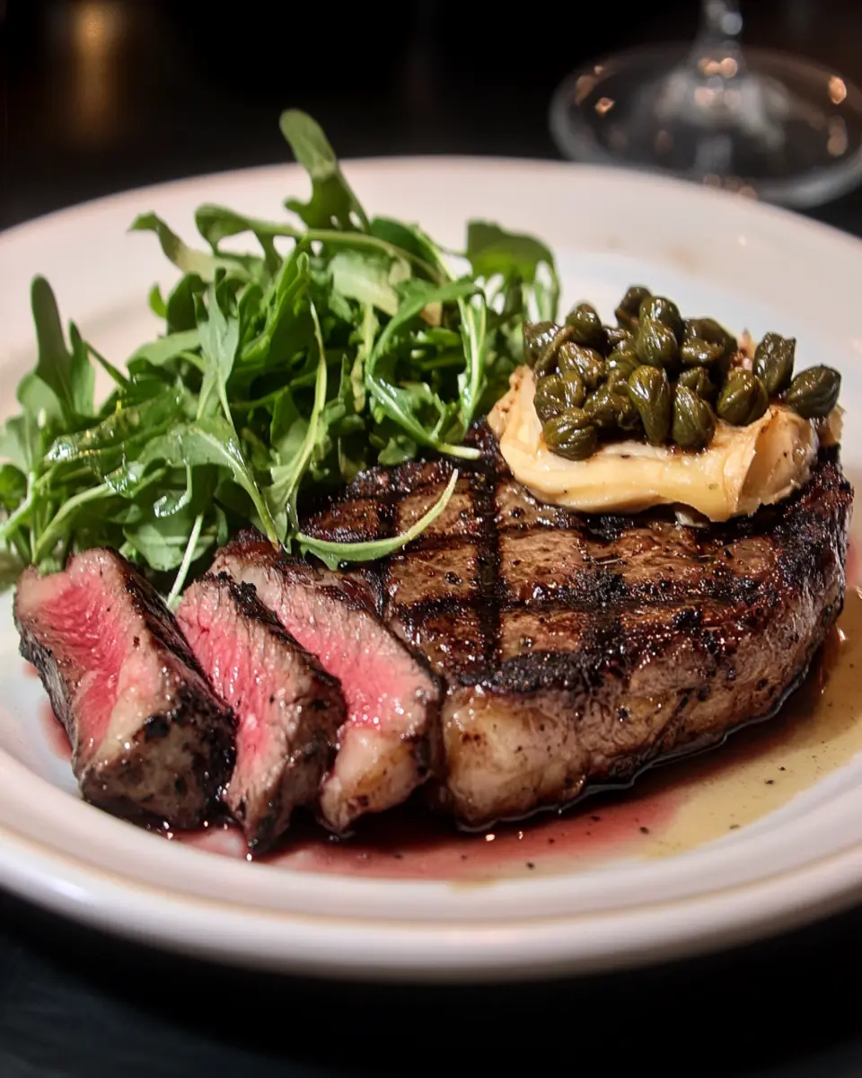 Grilled Ribeye Truffle Butter Crispy Capers Watercress Smash First Image First Image