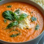 Creamy Tomato Basil Spinach Soup with Cauli Rice First Image First Image