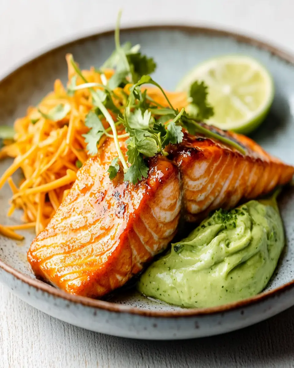 Sriracha Lime Baked Salmon & Avocado Cream First Image First Image