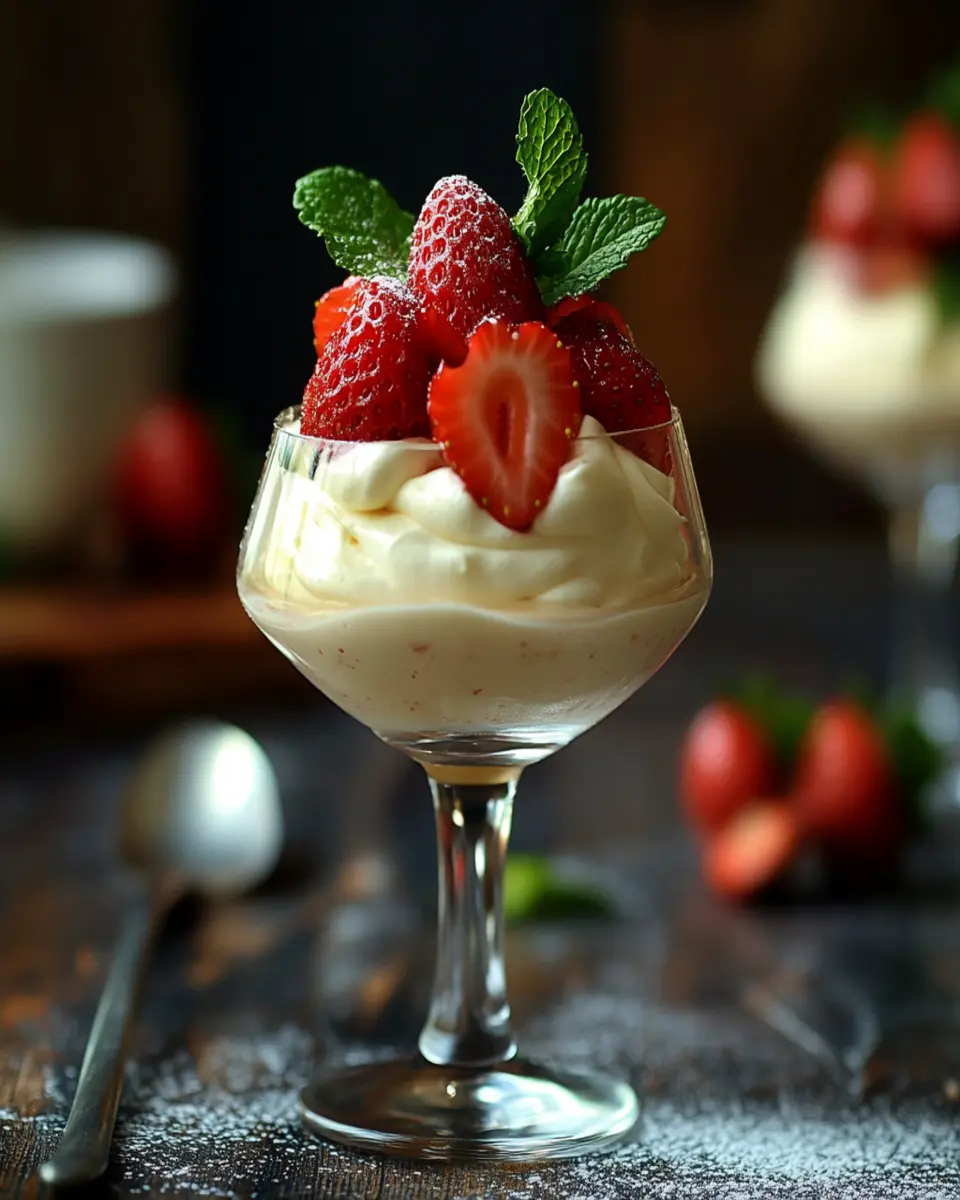 Mascarpone Mousse with Roasted Strawberries First Image First Image