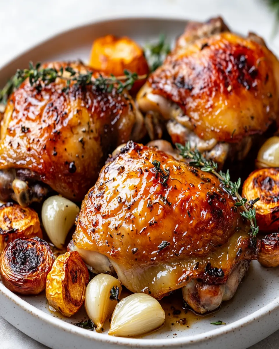 Confit Garlic & Thyme Roasted Chicken Thighs: Juicy Delight at Home