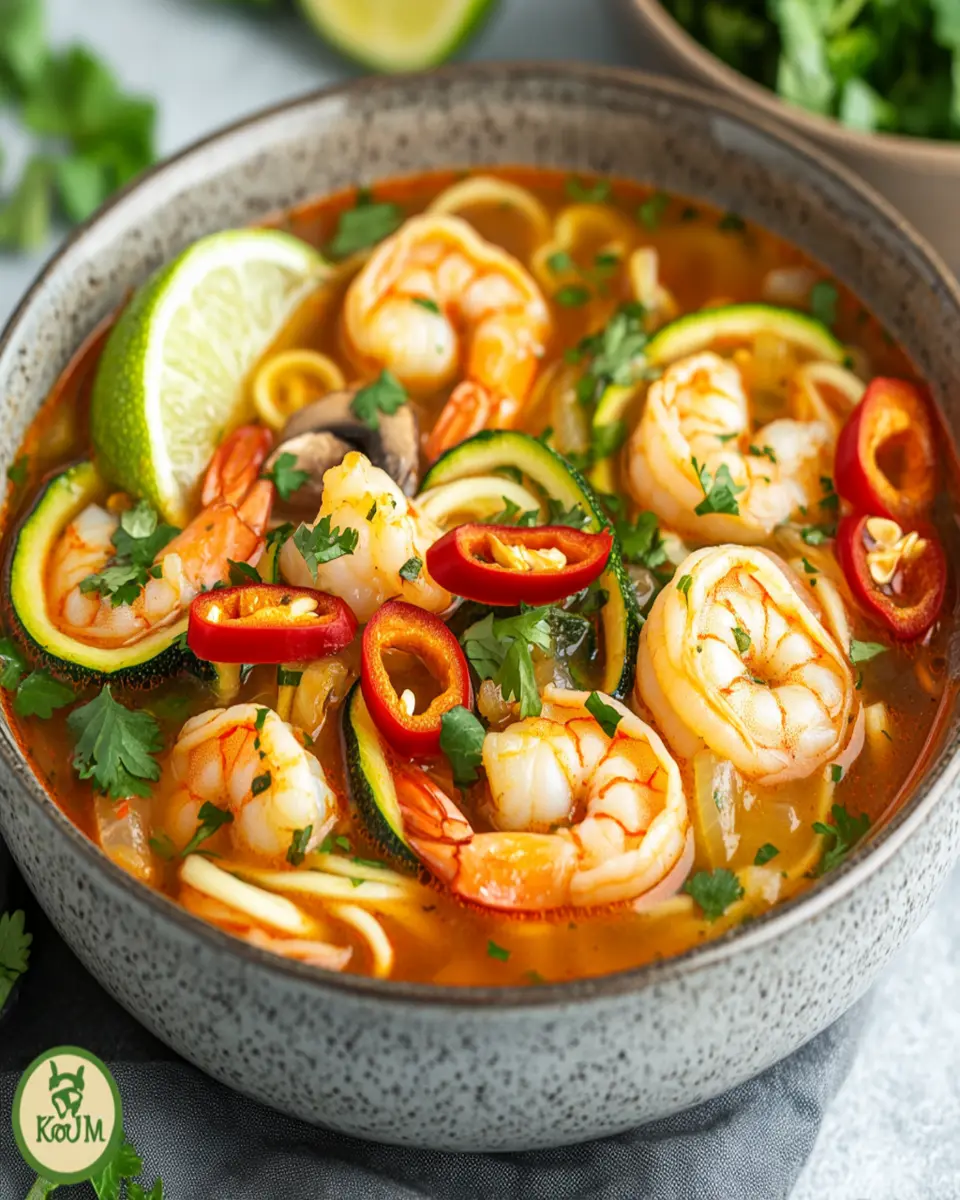 Keto Thai Shrimp Tom Yum Noodle Soup That’s Bold and Flavorful